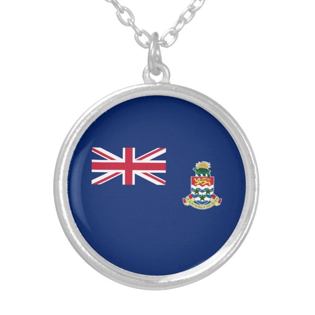 Cayman Islands Flag Silver Plated Necklace (Front)