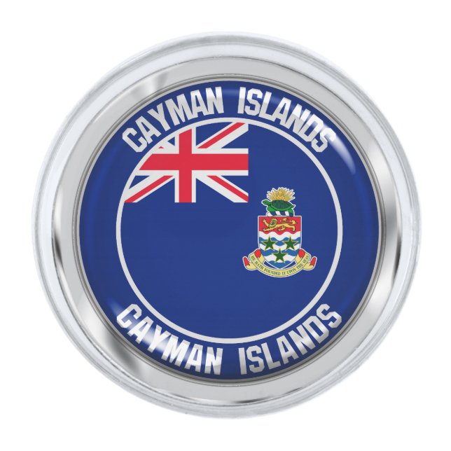 Cayman Islands Round Emblem Silver Finish Lapel Pin (Front)
