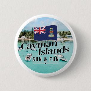"Cayman Islands Sun & Fun" With Flag Button