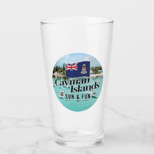 "Cayman Islands Sun & Fun" With Flag Glass