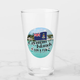 "Cayman Islands Sun & Fun" With Flag Glass