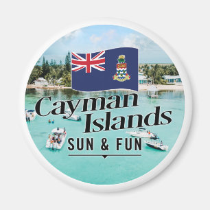 "Cayman Islands Sun & Fun" With Flag Magnet