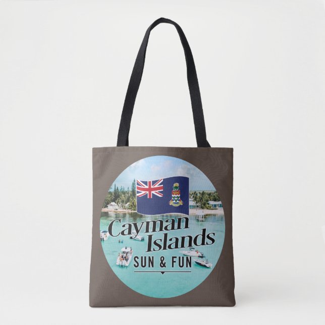 "Cayman Islands Sun & Fun" With Flag Tote Bag (Front)