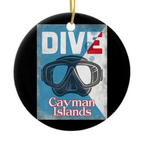 Cayman Islands Vintage Scuba Diving Mask Ceramic Ornament