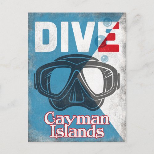 Cayman Islands Vintage Scuba Diving Mask Postcard