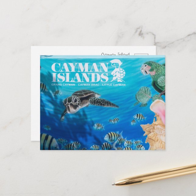 Cayman Islands Welcome Sign Postcard (Front/Back In Situ)