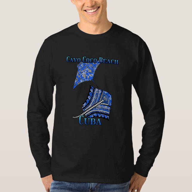 Cayo Coco Beach Cuba Vacation Tribal Stingray T-Shirt (Front)