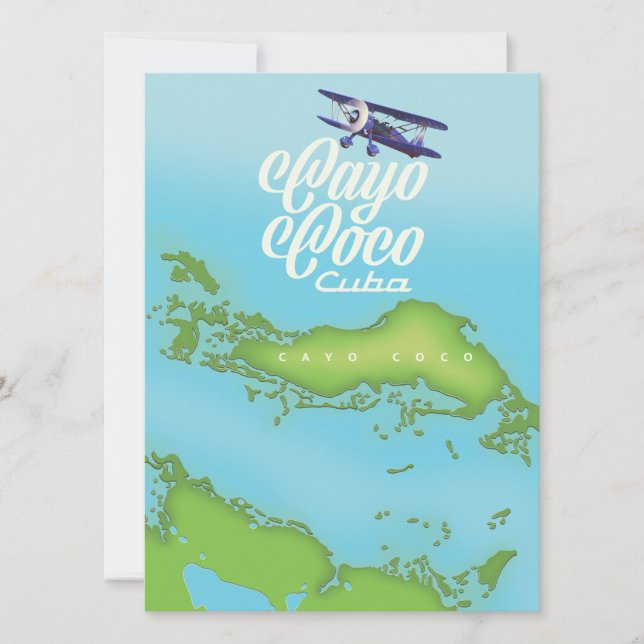 Cayo Coco Cuba vintage style map. (Front)