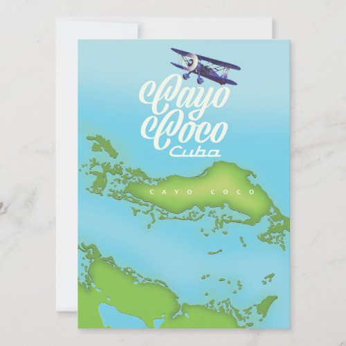 Cayo Coco Cuba vintage style map