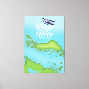 Cayo Coco Cuba vintage style map. Canvas Print