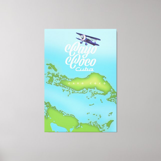 Cayo Coco Cuba vintage style map. Canvas Print (Front)