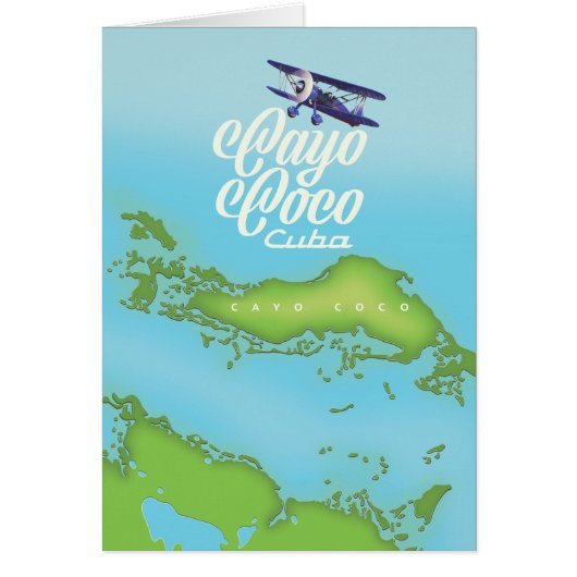 Cayo Coco Cuba vintage style map. Cards (Front)