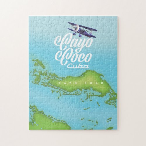 Cayo Coco Cuba vintage style map Jigsaw Puzzle