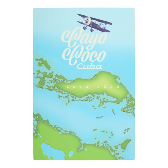 Cayo Coco Cuba vintage style map. Metal Print (Front)