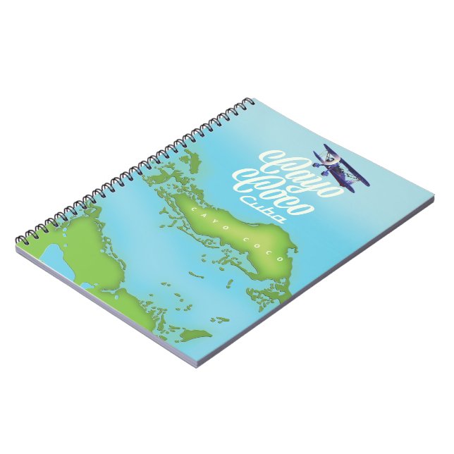 Cayo Coco Cuba vintage style map. Notebook (Left Side)
