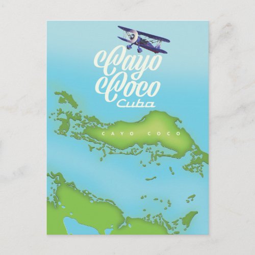 Cayo Coco Cuba vintage style map Postcard