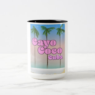 Cayo Coco Cuba vintage travel poster Two-Tone Coffee Mug