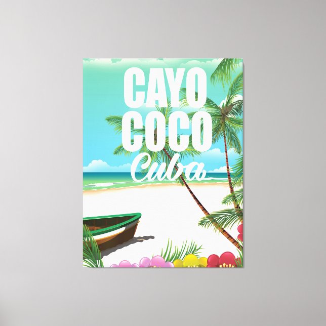 Cayo Coco Cuban beach vacation poster Canvas Print (Front)