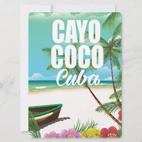 Cayo Coco Cuban beach vacation poster Invitation