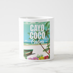 Cayo Coco Cuban beach vacation poster Large Coffee Mug