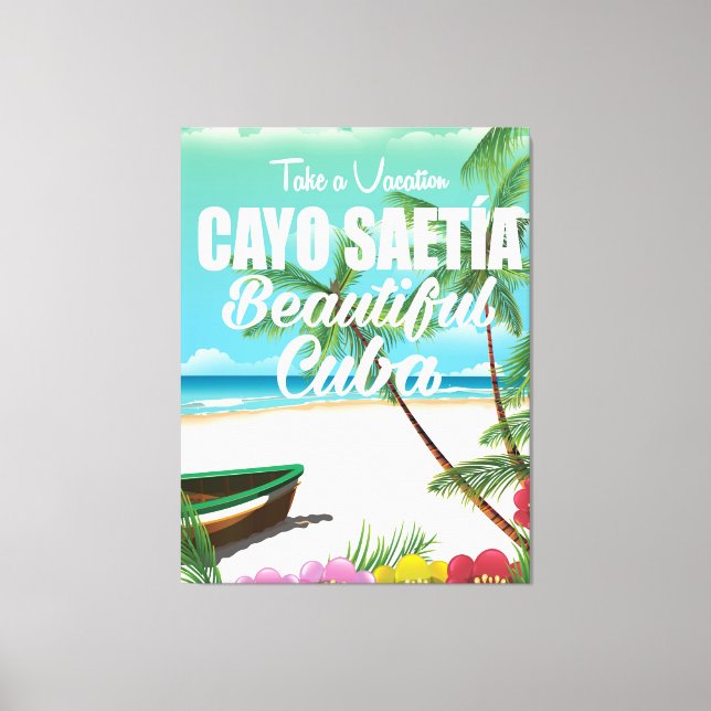 Cayo Saetía Cuba beach vacation poster Canvas Print (Front)