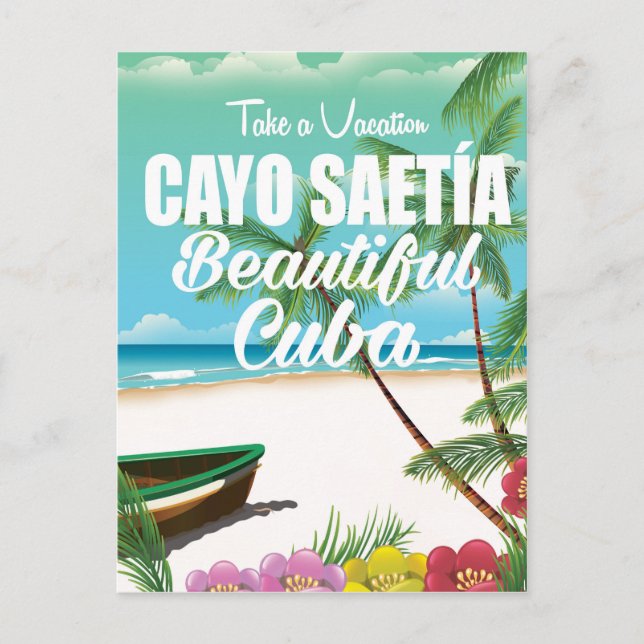 Cayo Saetía Cuba beach vacation poster Postcard (Front)