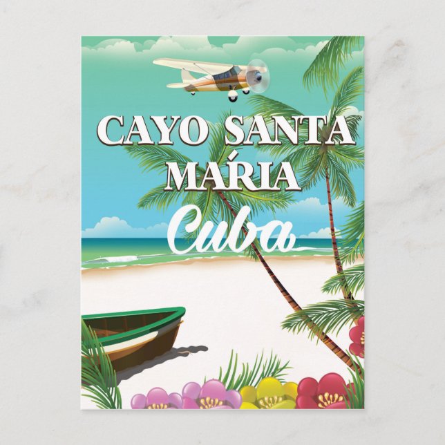 Cayo Santa María Cuban beach vacation poster Holiday Postcard (Front)