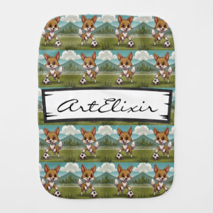 Cayote playing a soccer ball print baby burp cloth