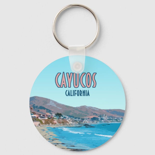 Cayucos California Central Coast Vintage Keychain (Front)