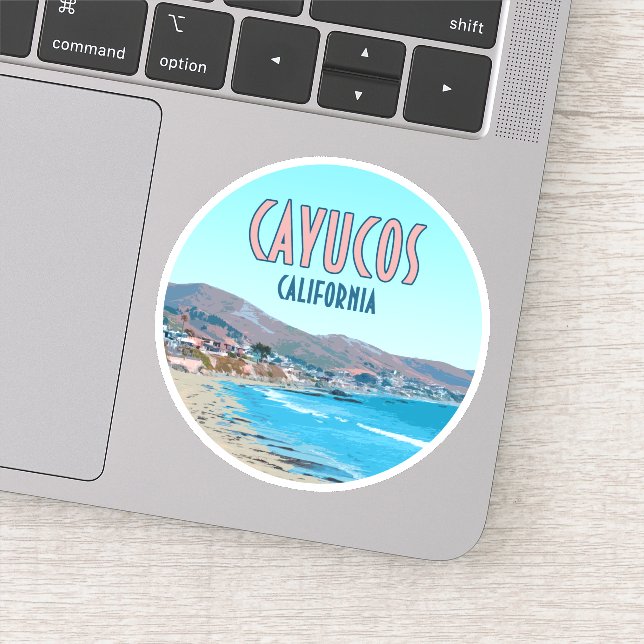 Cayucos California Central Coast Vintage Sticker (Detail)