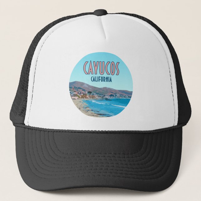 Cayucos California Central Coast Vintage Trucker Hat (Front)