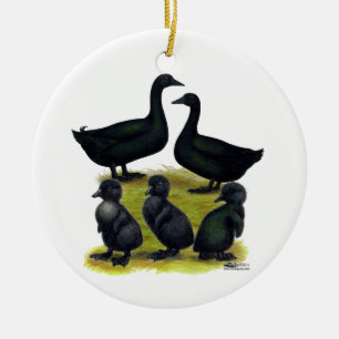 Cayuga Duck Family Ceramic Ornament