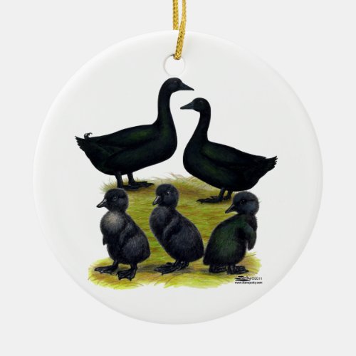 Cayuga Duck Family Ceramic Ornament