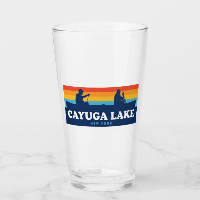 Cayuga Lake New York Canoe Glass (Front)