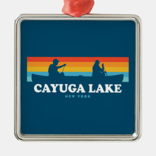 Cayuga Lake New York Canoe Metal Ornament