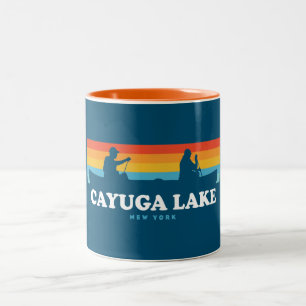 Cayuga Lake New York Canoe Two-Tone Coffee Mug