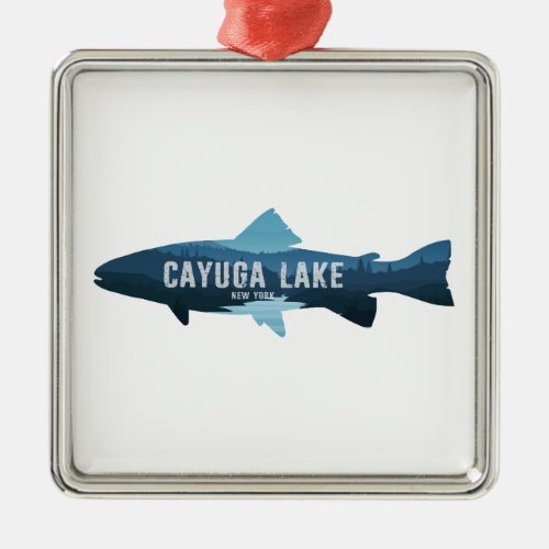 Cayuga Lake New York Fish Metal Ornament