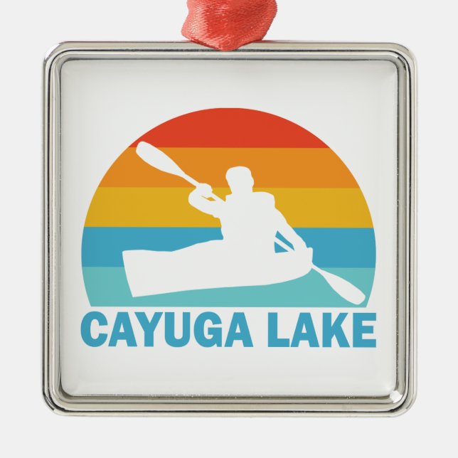 Cayuga Lake New York Kayak Metal Ornament (Front)