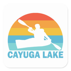 Cayuga Lake New York Kayak Square Sticker