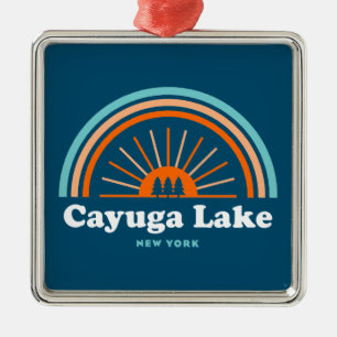 Cayuga Lake New York Rainbow Metal Ornament
