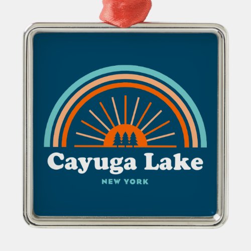 Cayuga Lake New York Rainbow Metal Ornament