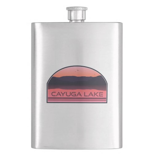 Cayuga Lake New York Red Sunrise Flask