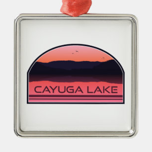 Cayuga Lake New York Red Sunrise Metal Ornament