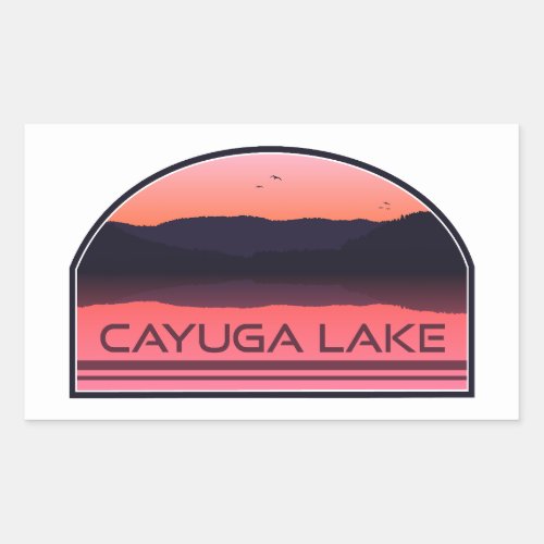 Cayuga Lake New York Red Sunrise Rectangular Sticker
