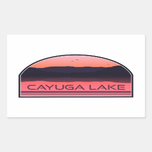 Cayuga Lake New York Red Sunrise Rectangular Sticker
