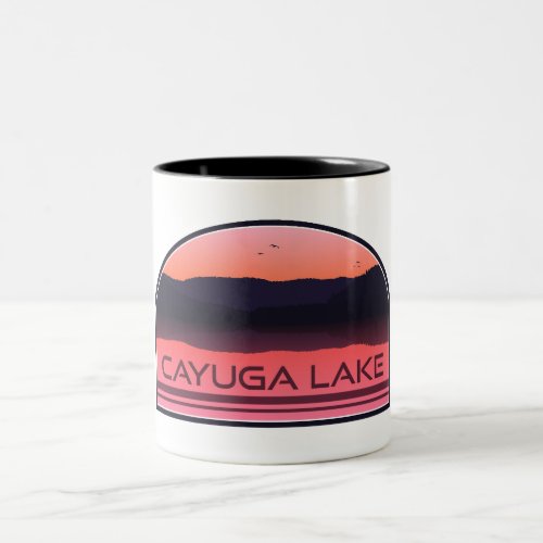 Cayuga Lake New York Red Sunrise Two_Tone Coffee Mug