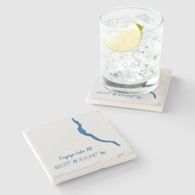 Cayuga Lake, NY Marble Coaster (Side)