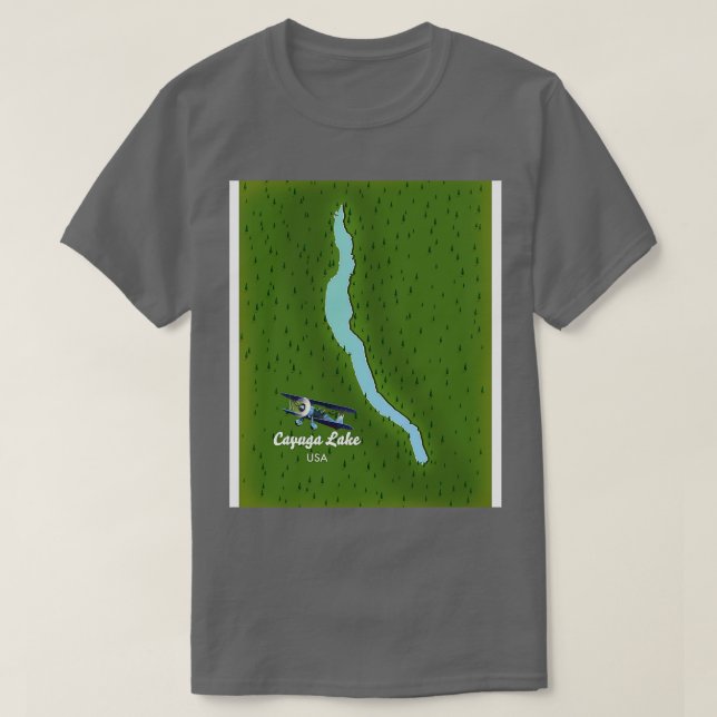 Cayuga Lake USA map T-Shirt (Design Front)