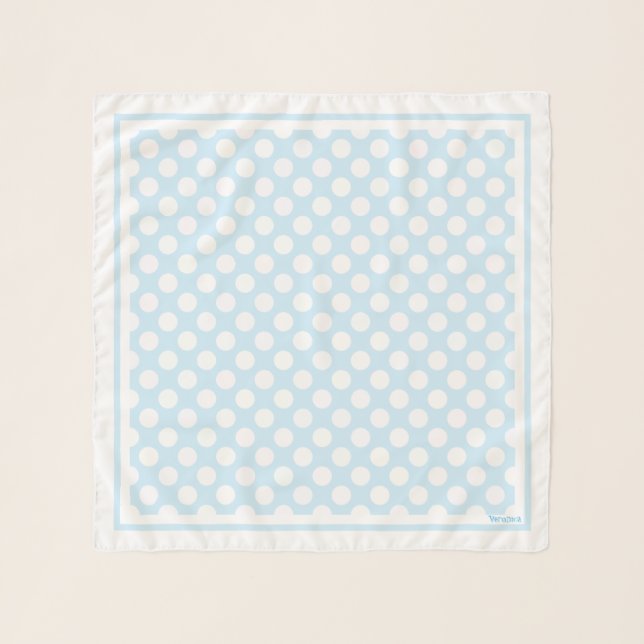 CB 1950's Retro Designer Blue Polka Dots Neck Hair Scarf (Front)
