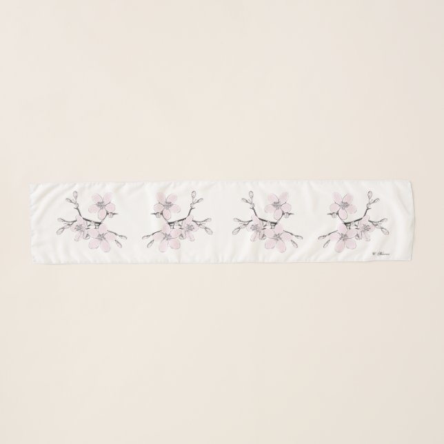 CB Delicate Blossoms Pink Long Chiffon Scarf (Front (Horizontal))